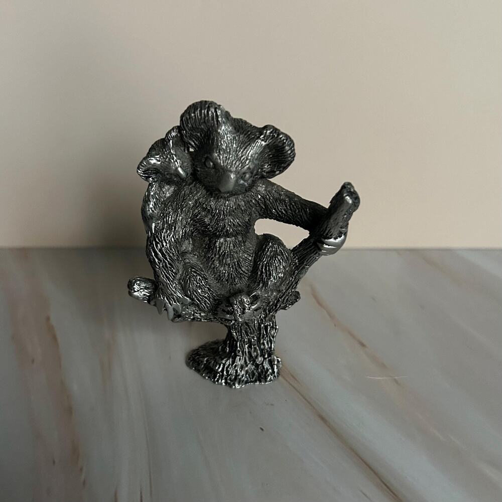 Buckingham Pewter Koala Bear W/ Joe On Branch Figurine Figure